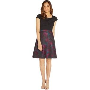 NWOT Adrianna Papell Women's Knit Crepe and Jacquard Dress